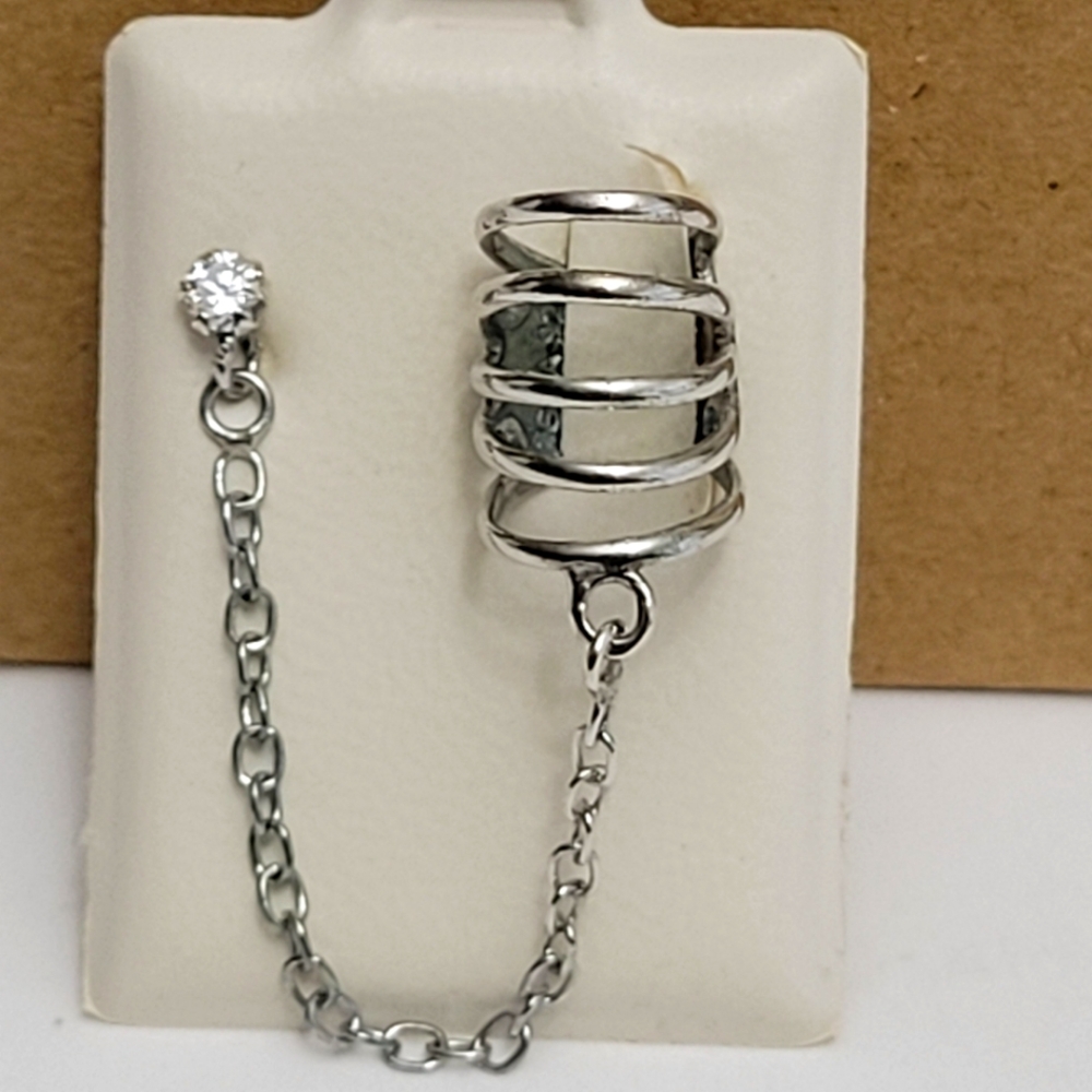 Piercing Pagoda 5 Layer Cuff SS 925 Pierced W CZ Stud